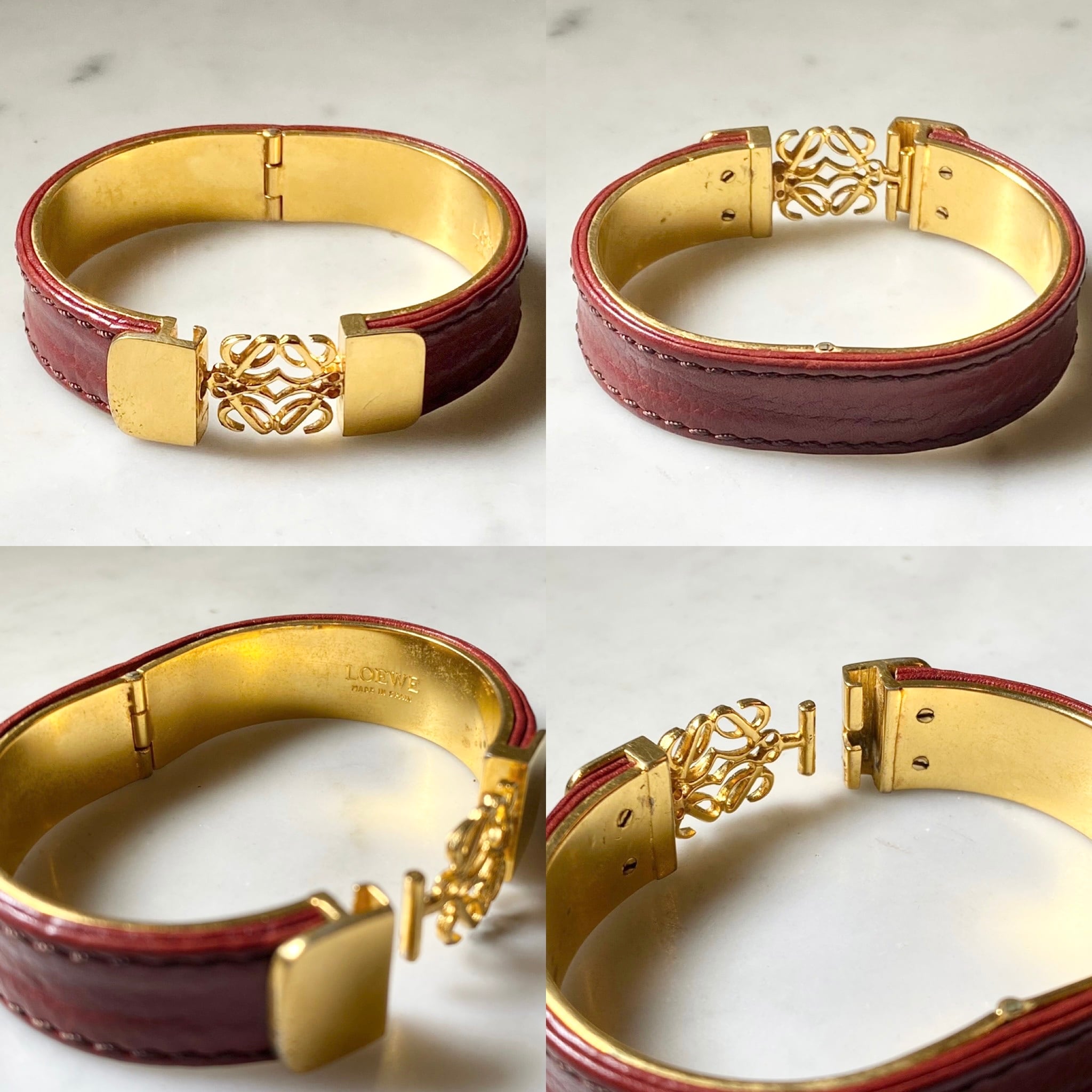 vintage LOEWE metal × leather bracelet “anagram” | NOIR ONLINE