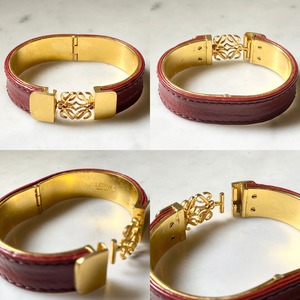 vintage LOEWE metal × leather bracelet “anagram”
