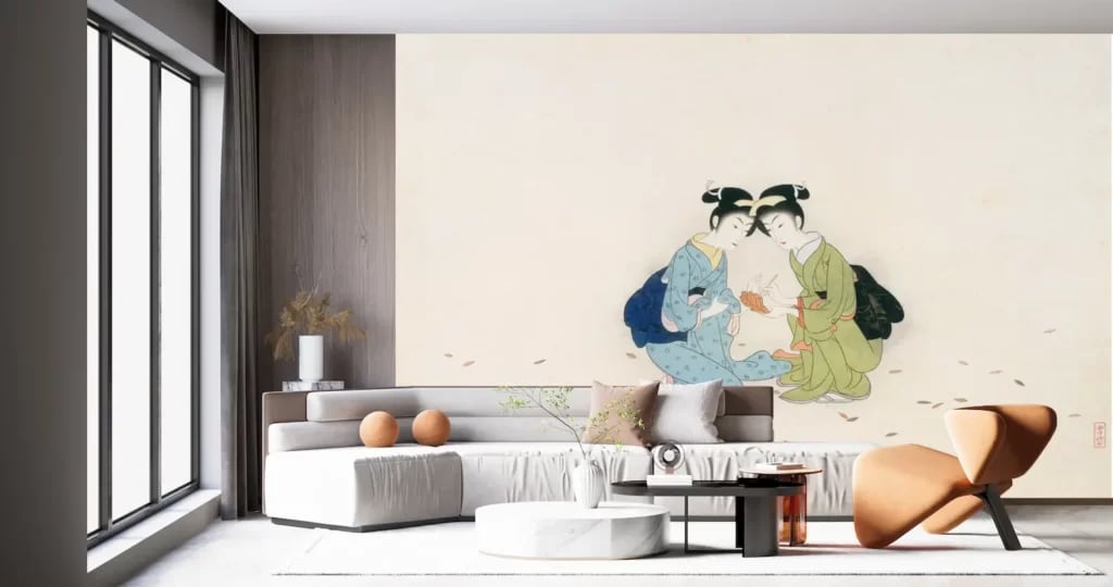 小村雪岱 見立寒山拾得(制作年不明) 壁紙アート | 噂の宝珠堂