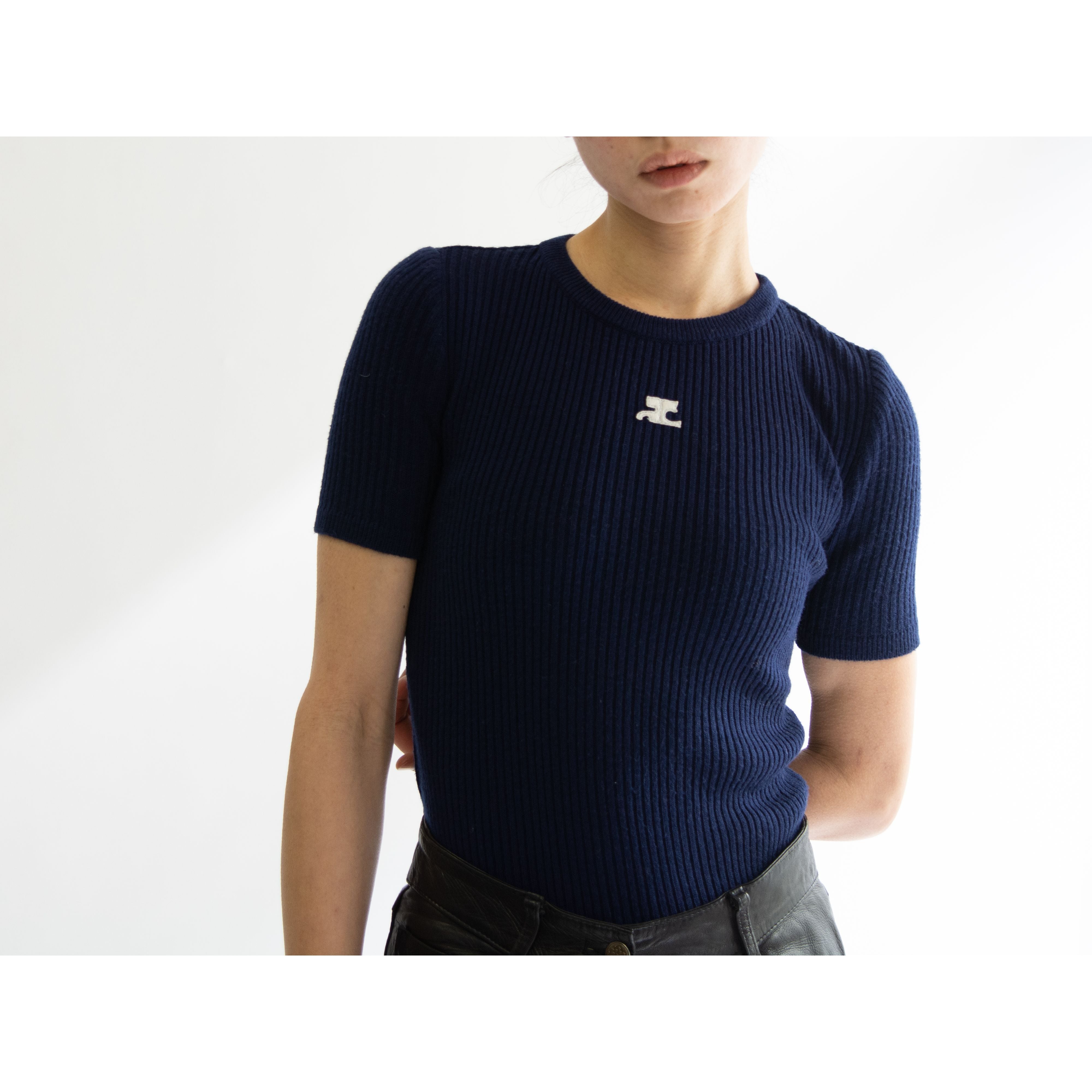 courreges】Made in France 70-80's 100% Acrylic H/S Pullover