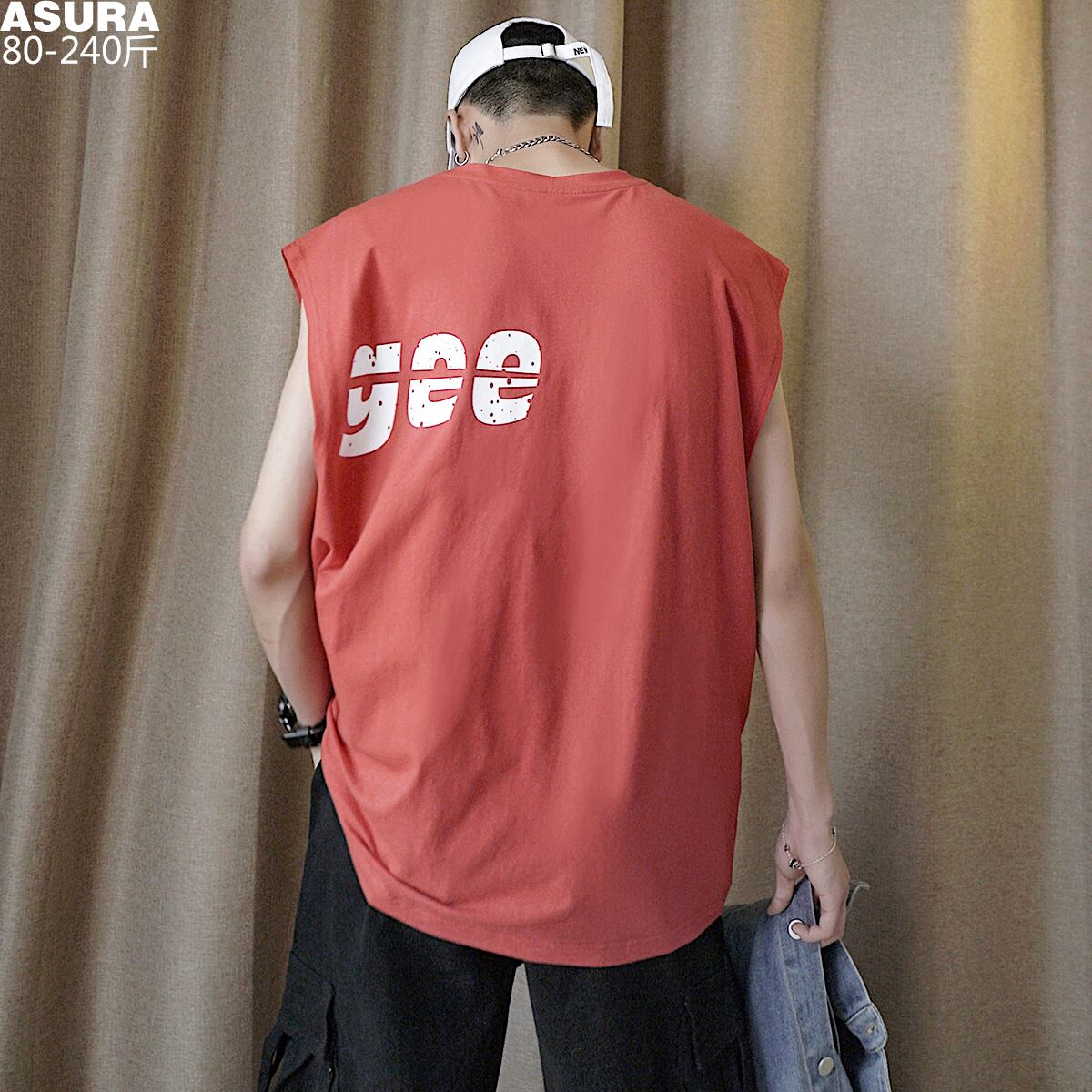 ルーズノースリーブTシャツ サマー 大きめサイズ 夏物 ASURAプラスサイズメンズ49313749229