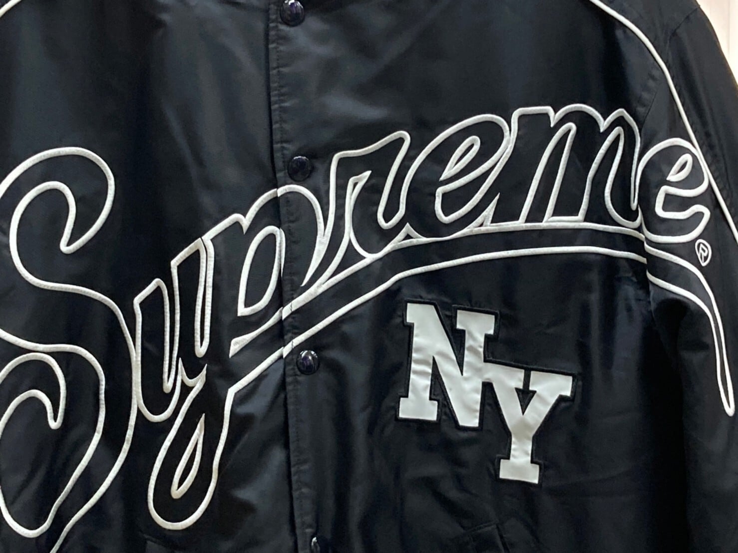 Supreme CONTRAST SCRIPT VARSITY JACKET BLACK LARGE 140KI9403 