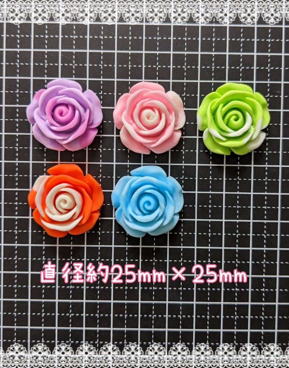 5個]蓄光カラフル薔薇／5色:25mm×25mm | embellir⭐︎.°