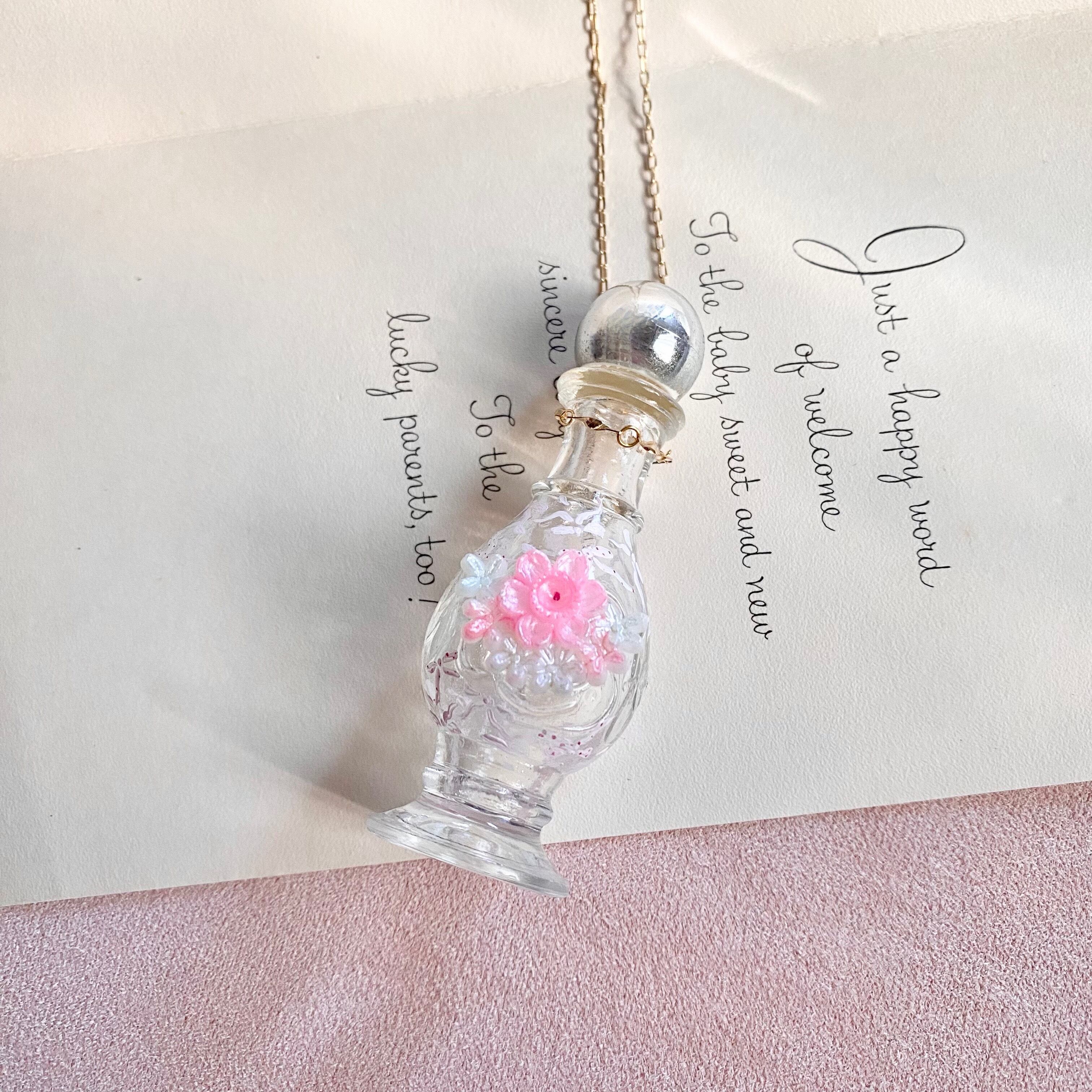 (シークレットリボン）Hand painted perfume neckless ペイント香水瓶ネックレス
