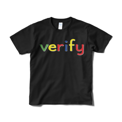 verify ポップ アートデザイン logo Tシャツ 黒