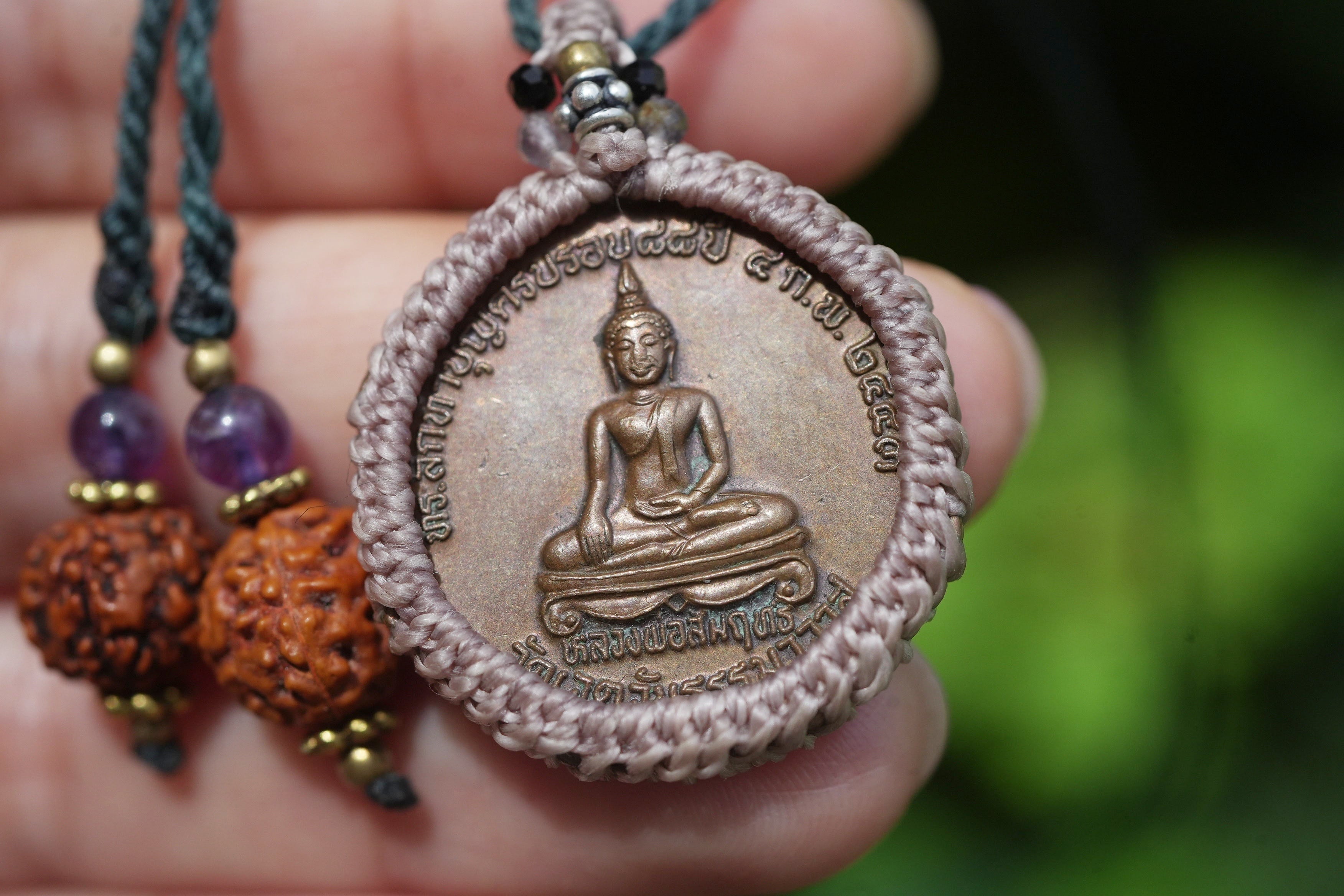 コイン型★仏陀様カービング マクラメネックレス2127