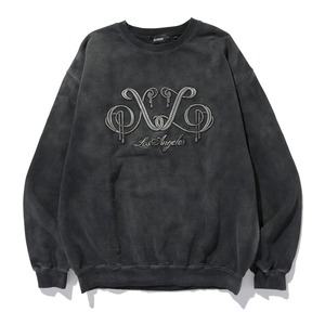 【XLARGE】EMBROIDERED BLEACHED CREWNECK SWEATSHIRT / BLACK【エクストララージ】