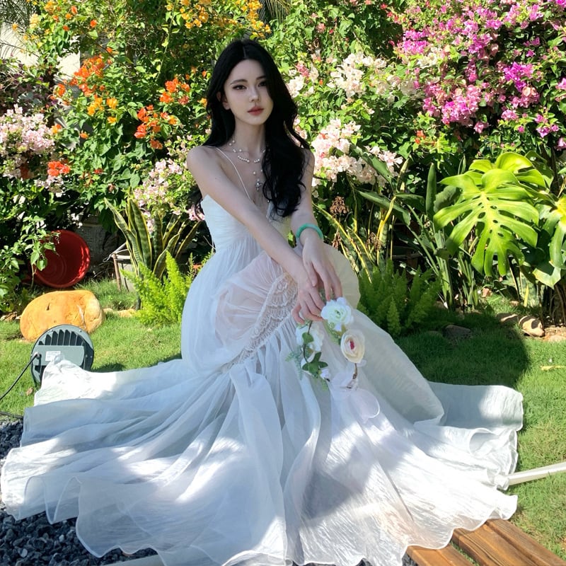 ロングドレス キャバドレス セクシー プリーツ キャミソール エアリー 清楚感 バックオープン デイリー使い 指名 JC2-XHY9304