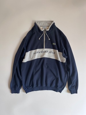 ラコステ LACOSTE 大沢商会 文字ワニ ハーフジップ スウェット｜ネイビー｜4 (メンズL)｜古着 日本製 1980年代