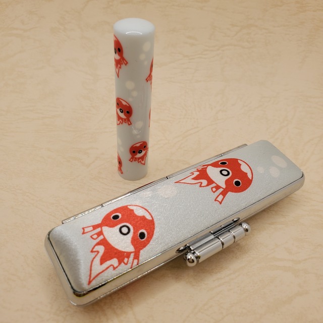 金魚ちょうちん和(なごみ)ざいく印鑑:ぷくぷく金魚柄 水色