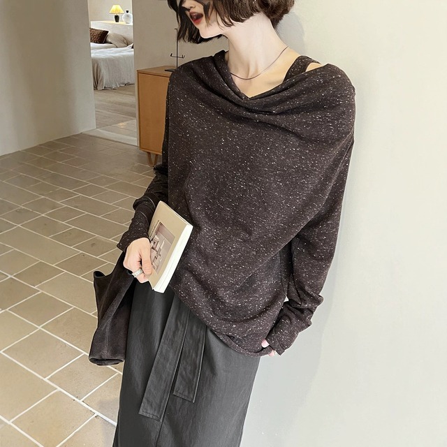 【urban woman シリーズ】セットアップ レディース おしゃれ ママ きれいめ カットソー キャミソール 春 秋 冬 20代 30代 40代 50代 長袖 カットソー tシャツ レディース トップス 大人 可愛い きれいめ ブラック 黒 ベージュ ブラウン 茶色