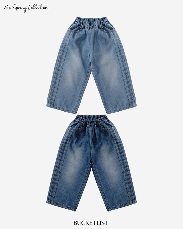 【取寄】bucket list｜track brush denim｜トラックブラシデニム｜S-JXL｜kids&jr｜26 spring