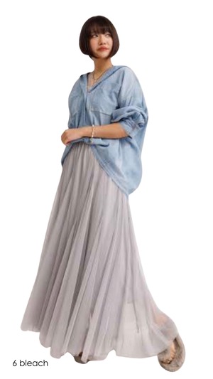 3月予約 ayane シアーデニムフーディーシャツ No.816302 ブリーチ インディゴ 9号 Mサイズ アヤン セットアップ対応