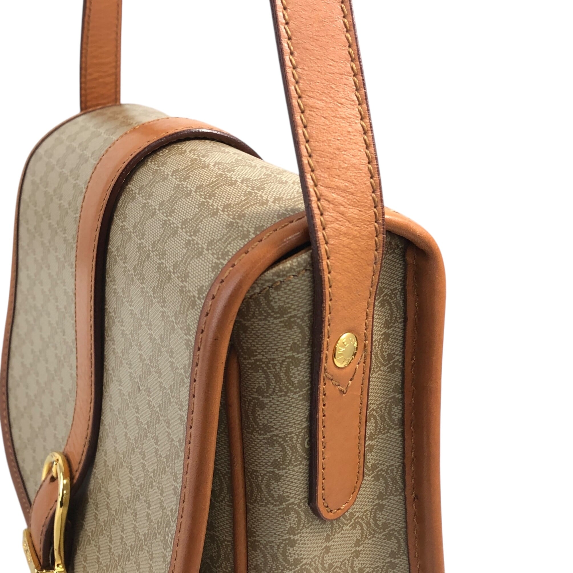 CELINE セリーヌ マカダム ショルダーバッグ ベージュ フロント