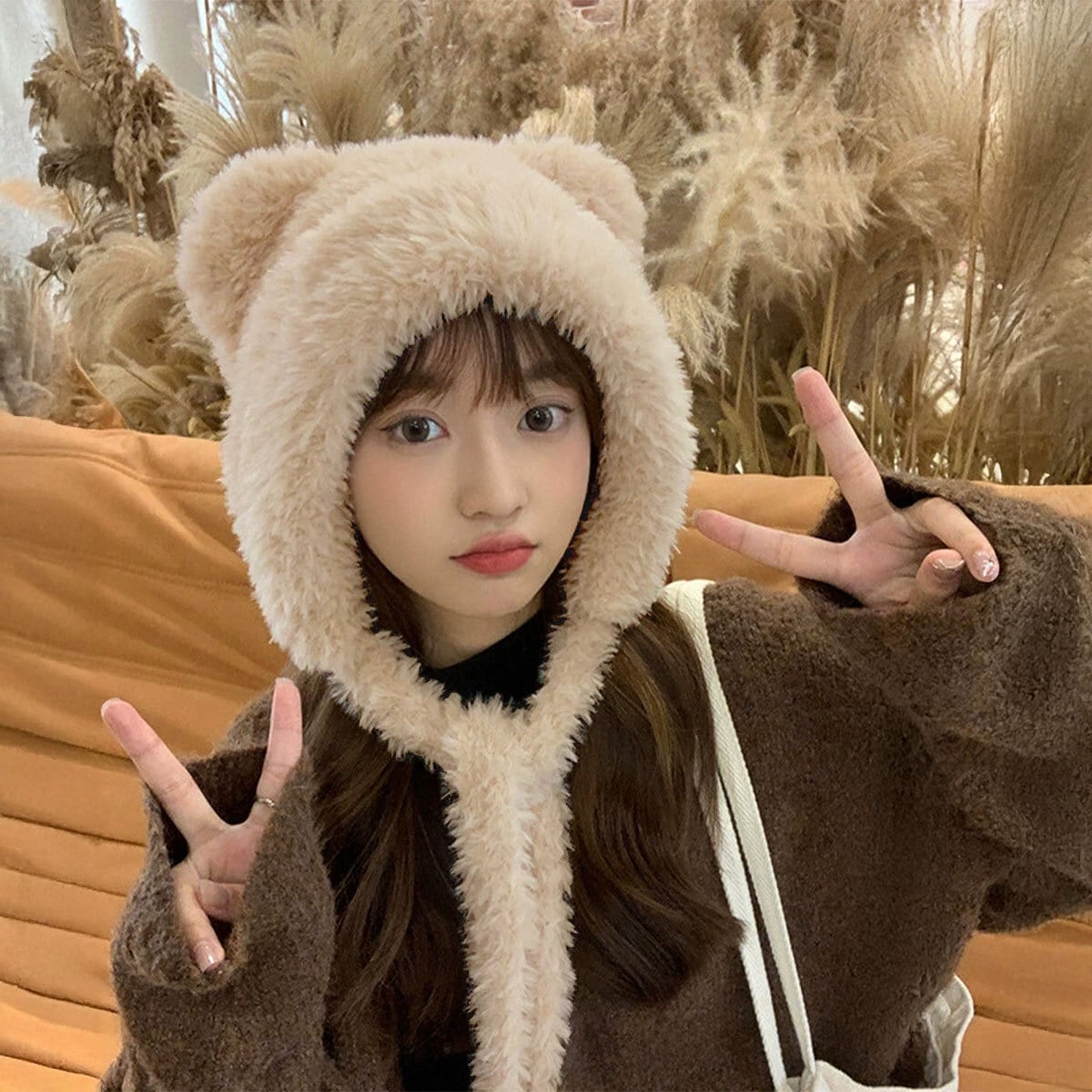 クマ耳 ニット帽 もこもこ レディース 秋冬 韓国 帽子 クマミミ おしゃれ 大人 かわいい カジュアル 防寒 保温 小顔 暖かい アニマル帽 熊耳 大人可愛い 大人女子
