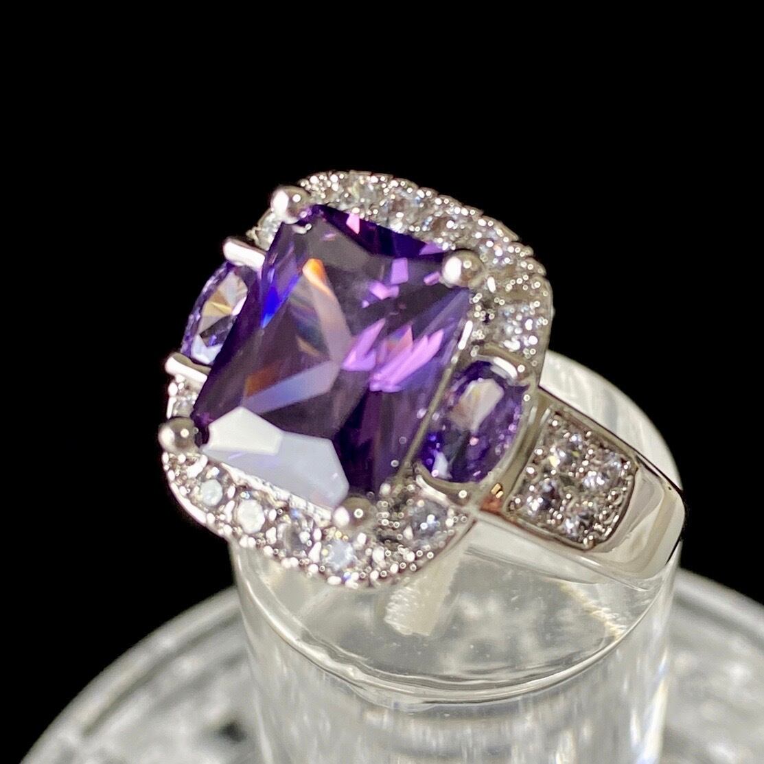 D027 大人気 アメジスト おおぶりリング シルバージュエリー