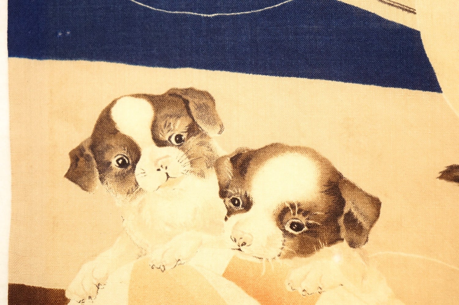 面白柄 はぎれ 子犬 紙風船 1934年 カレンダー 戦前 古布 生地 昭和