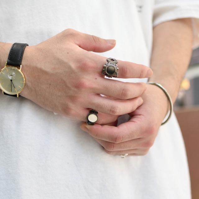 vintage silver925 white shell ring