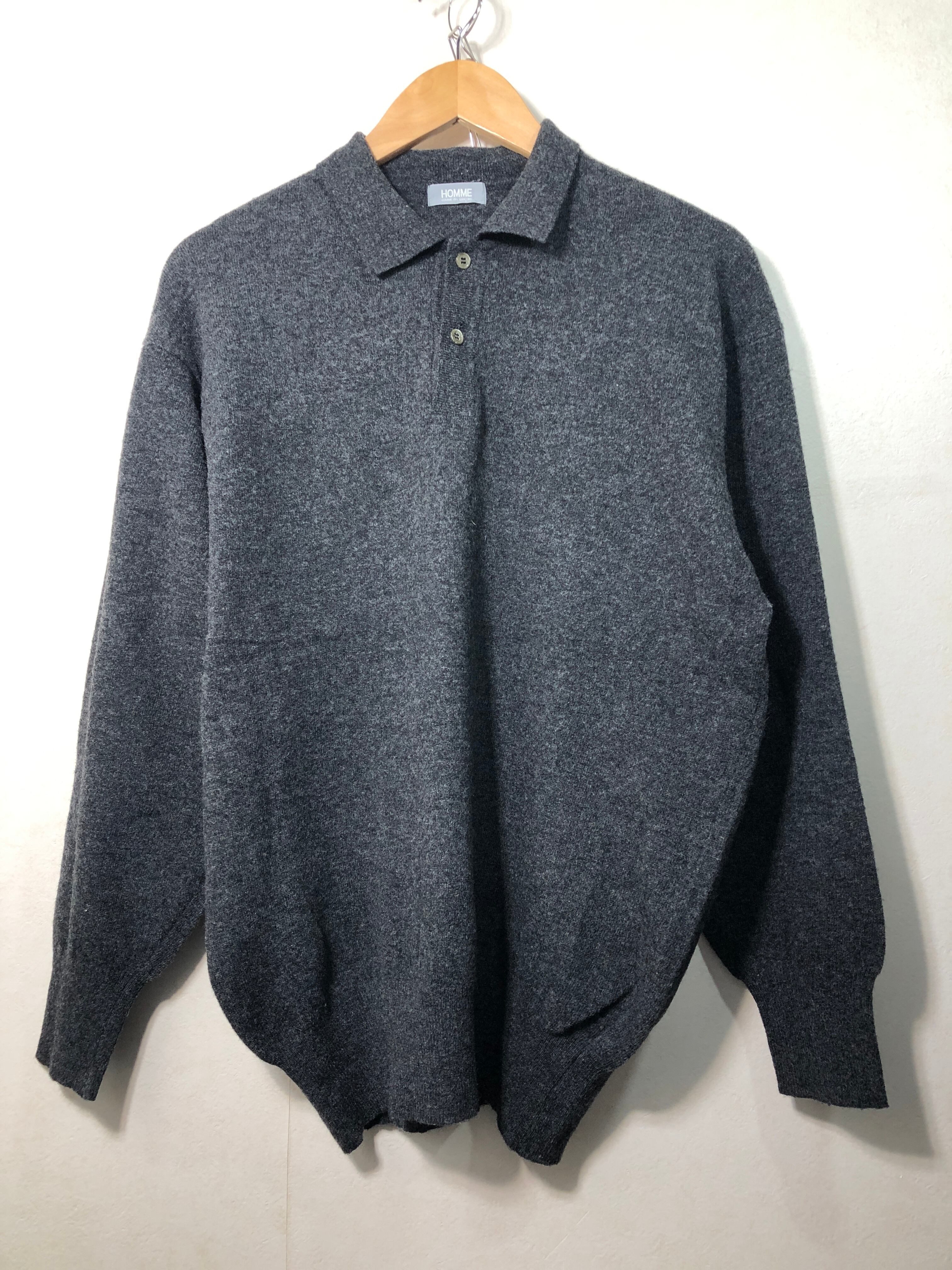 070927 COMME des GARCONS HOMME 80s デカオム ニット ポロシャツ 