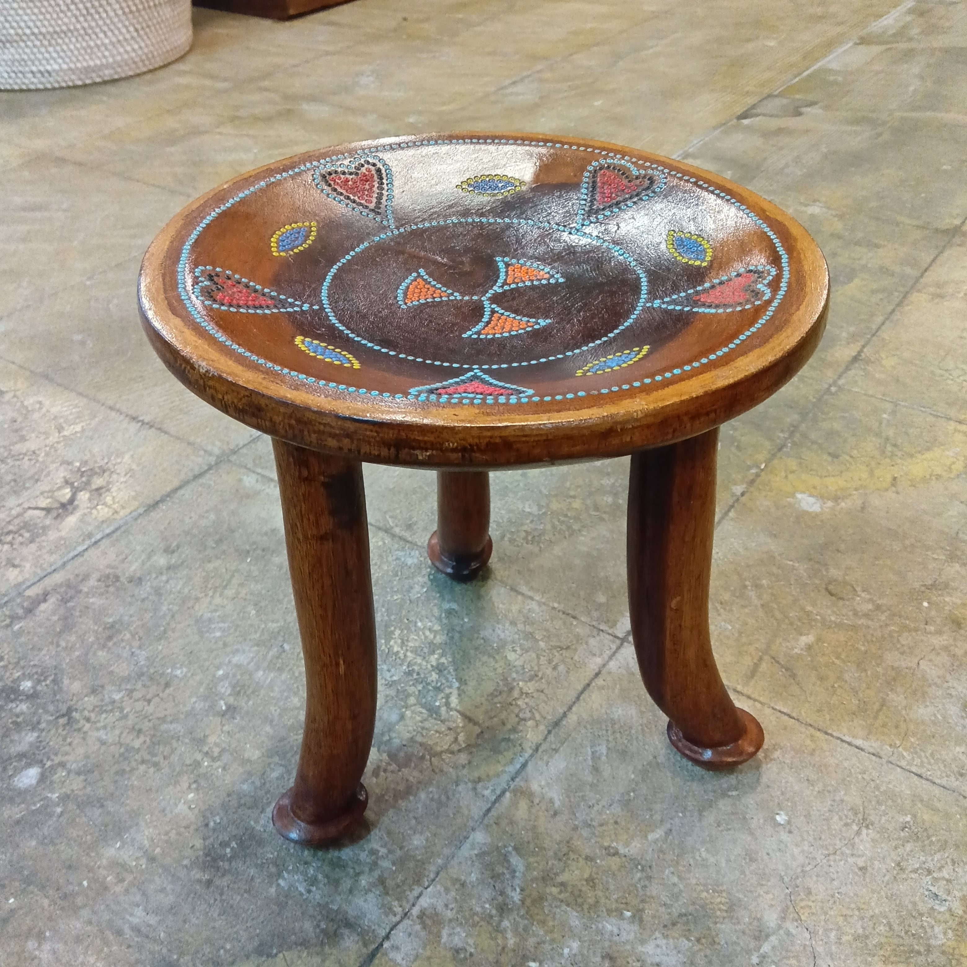 アンティーク木彫りスツール