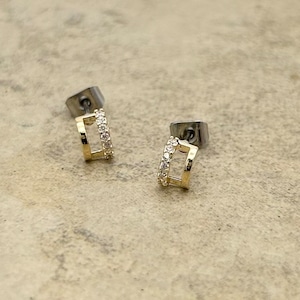 チタンポストピアス：レクターンパヴェ　ピアス　チタン　ニッケルフリー