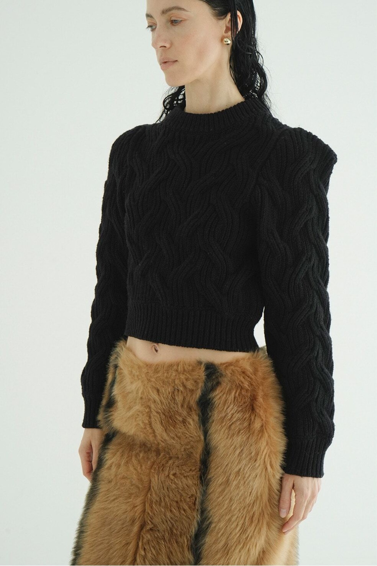 CLANE CABLE SHORT KNIT TOPS