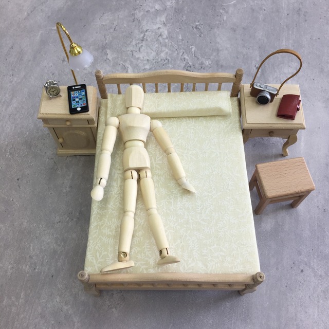 020-30150　ミニチュア家具　＊1/12サイズ＊　cabinet&shelf　ベッドサイドテーブル