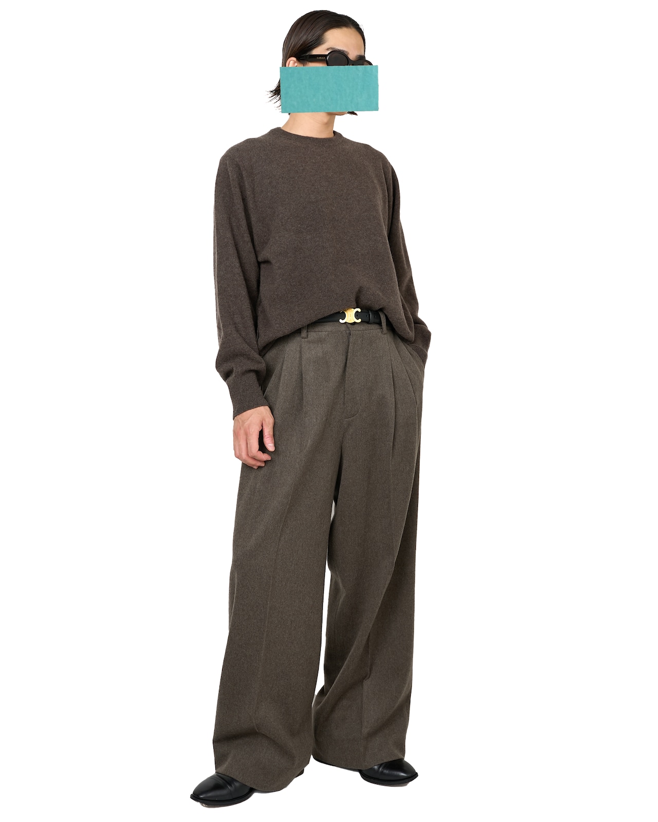 ssstein " WOOL DOESKIN LONG WIDE TROUSERS〔TAUPE〕"