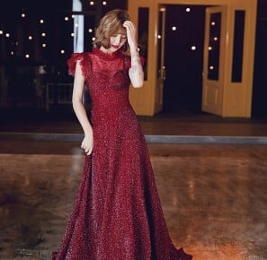 美品！ イブニングドレス ワインレッド ロング エレガント 優雅な  
