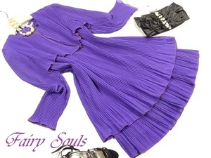 ★送料無料★11号（L)☆総プリ－ツふんわりワンピ(OPN6740)