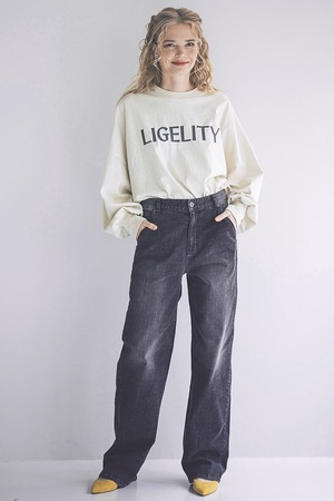 INDIMARK インディマーク ジーンズ ワイドタイプ デニム レディース デニムパンツ ワークパンツ グレー W164-1