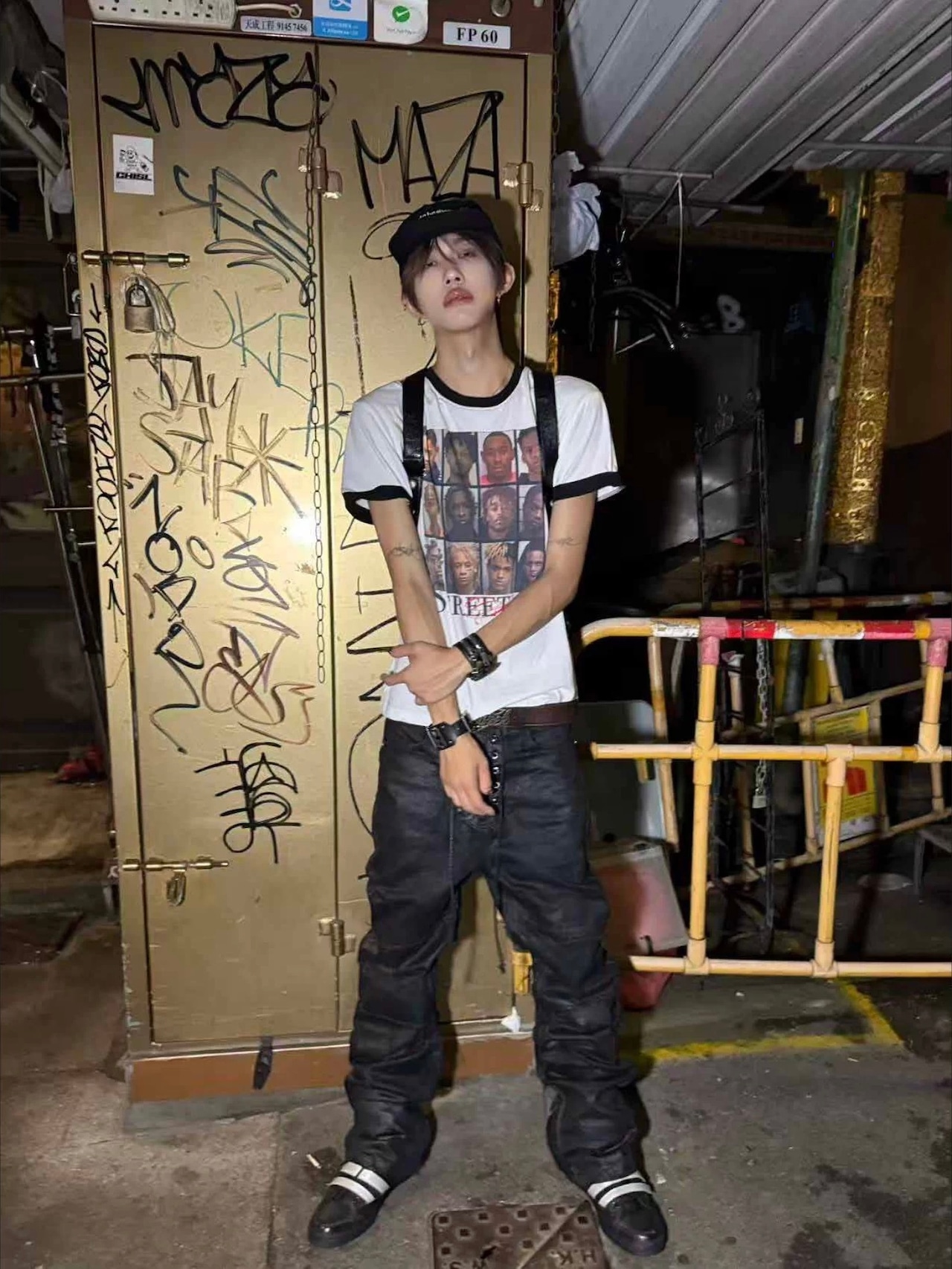 【CinderVein】Lace Up Waxed Coated Denim Pants