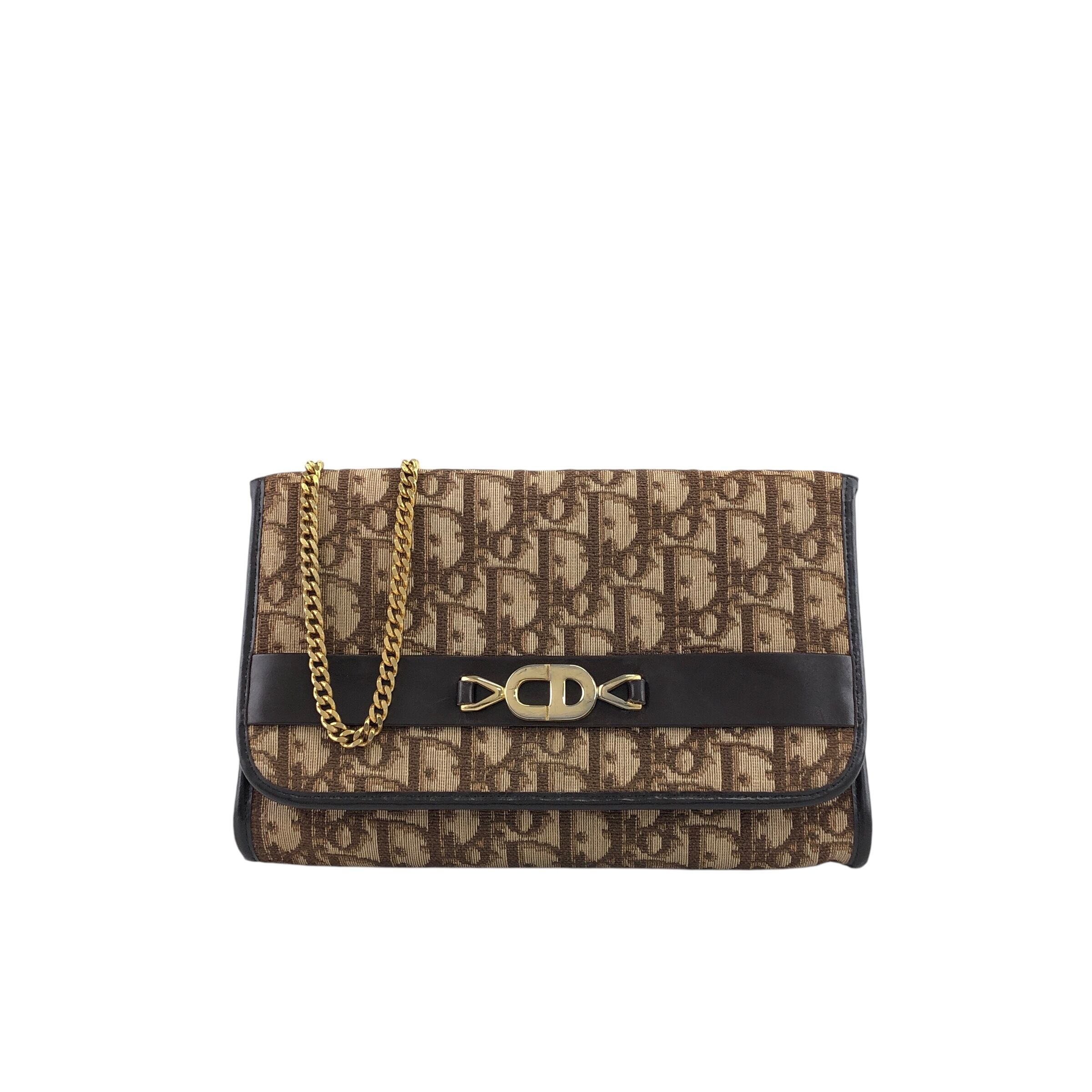 ★Christian Dior  クリスチャン ディオール  トロッター ショルダーバッグ ブラウン CD ジャガード チェーン mdfdd4 Christian Dior クリスチャン ディオール トロッター ショルダーバッグ