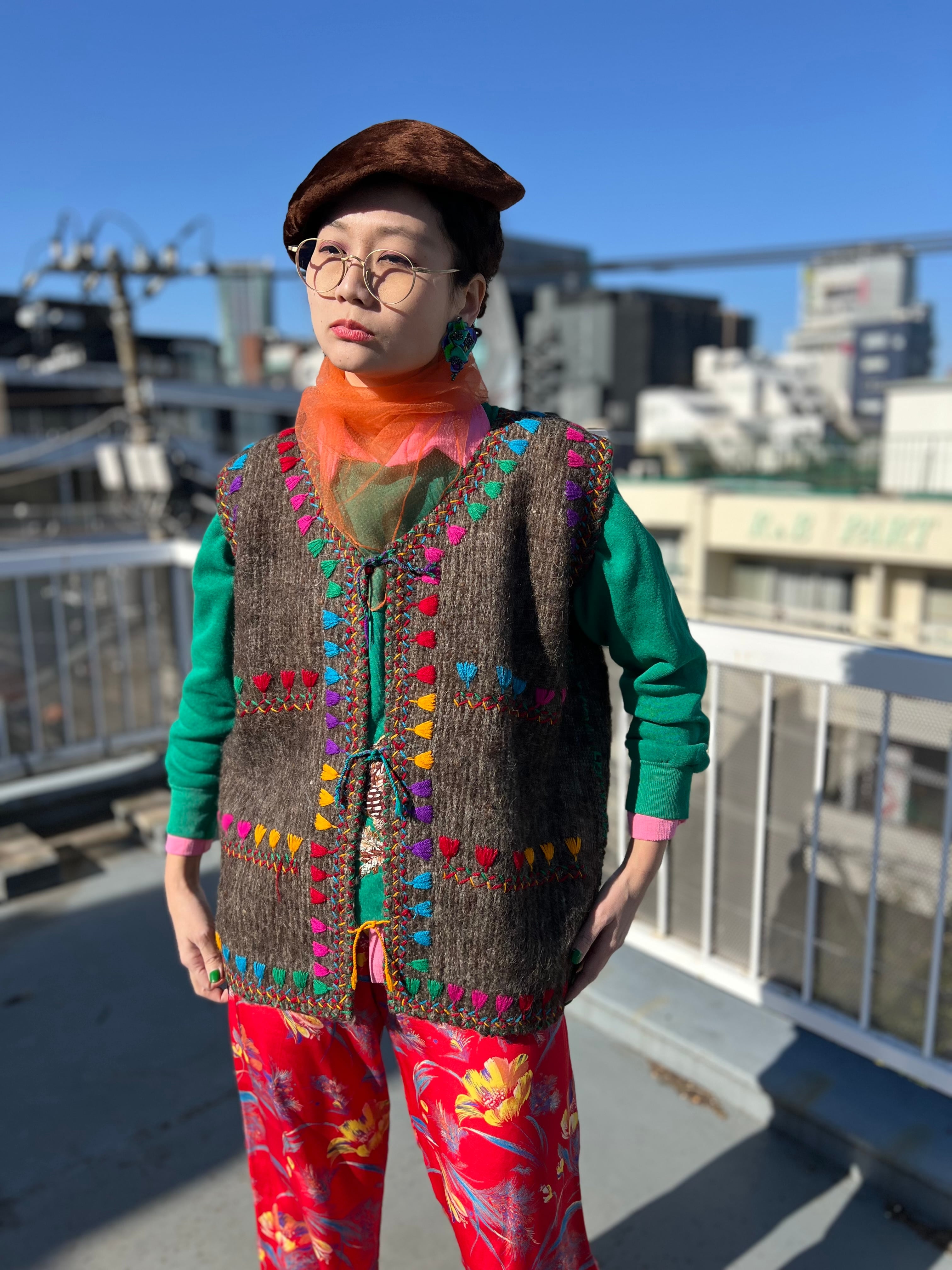 Vintage Guatemala wool embroidery vest (ヴィンテージ グアテマラ
