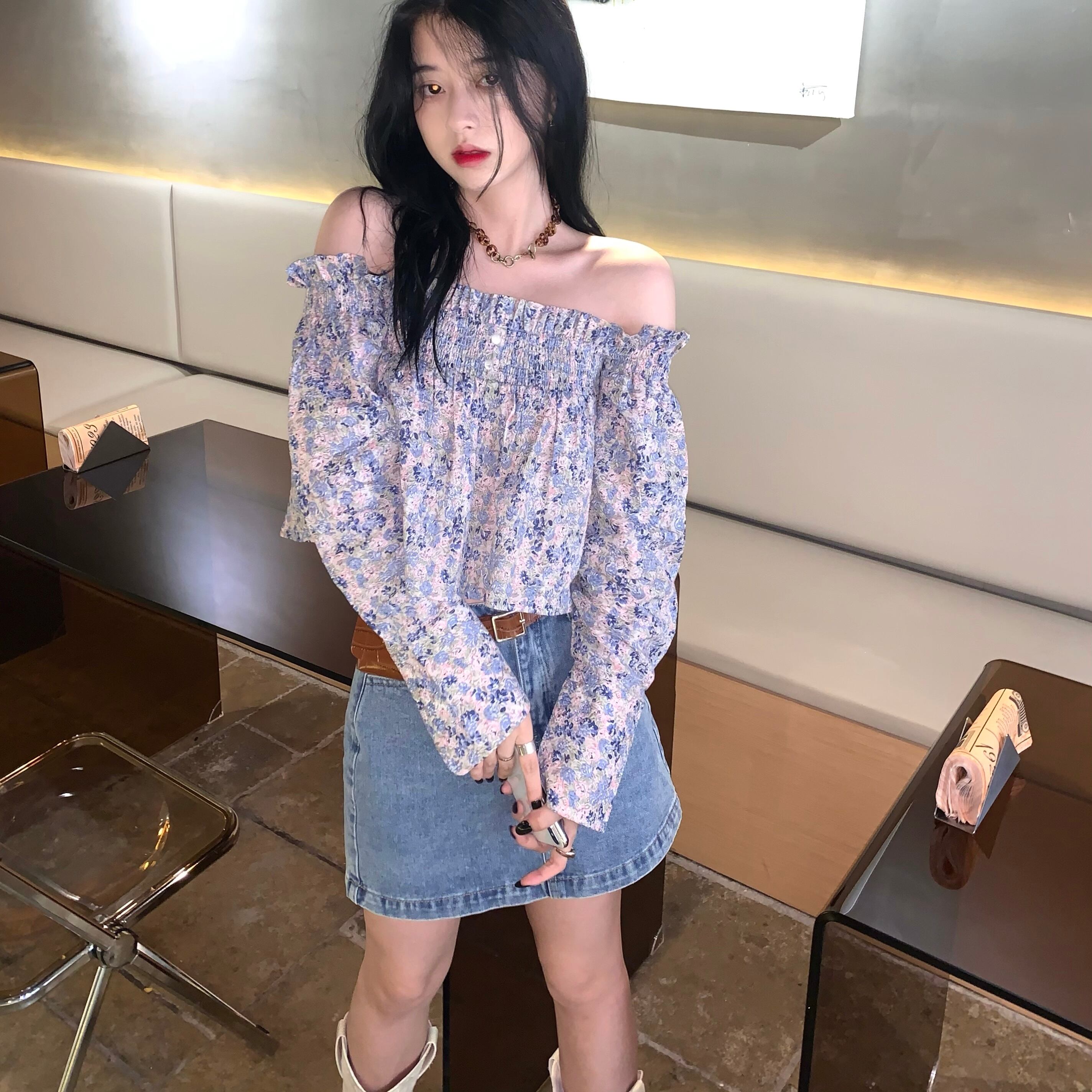 フローラルシャツ スタイルショートトップス サマー 大人ガーリー スウィート キュート カジュアル 夏物 花柄 ドラファッションホール65034684554