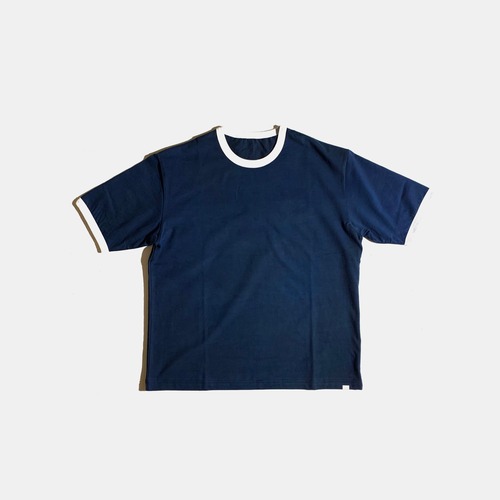 リンガーTシャツ 藍＋泥染め(navy)