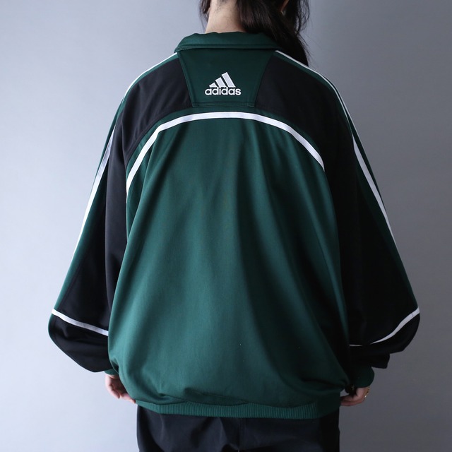 "adidas" 90's 刺繍 logo good coloring raglan sleeve over silhouette track jacket