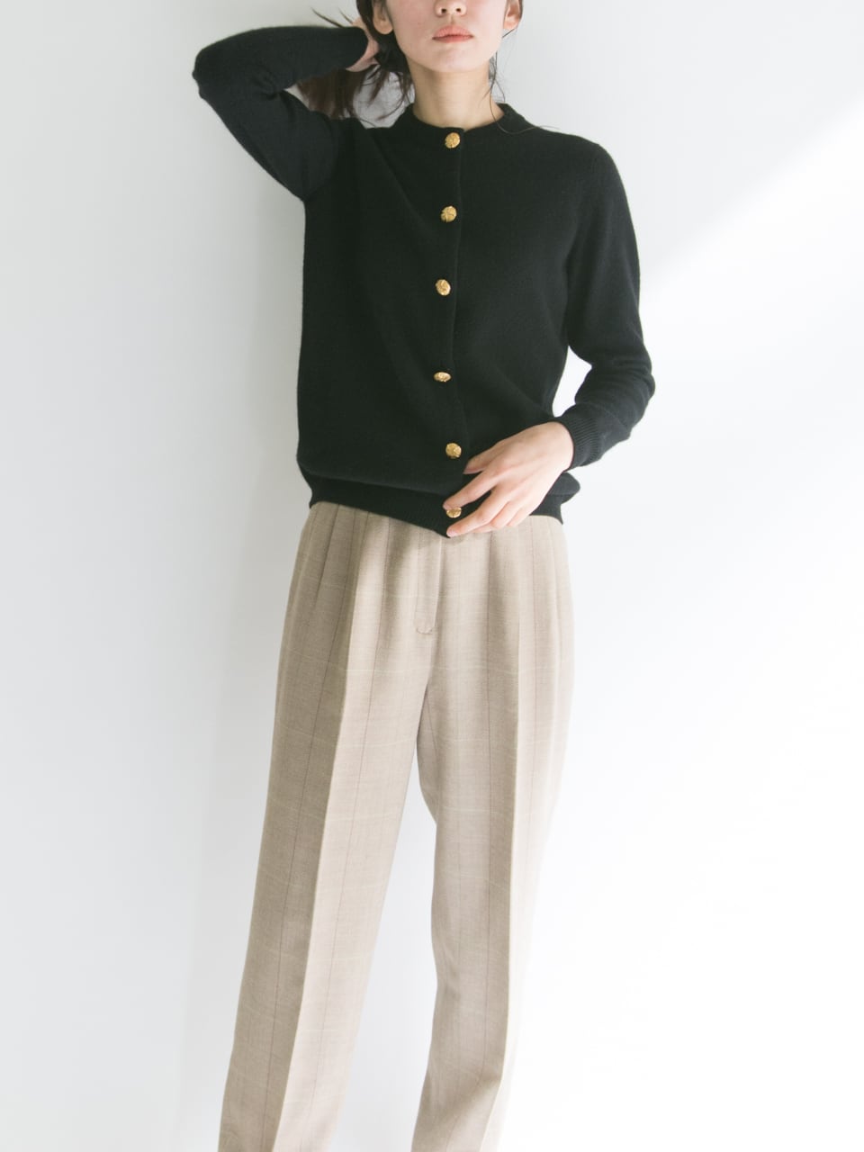 Ballantyne】Made in Scotland pure cashmere gold button knit