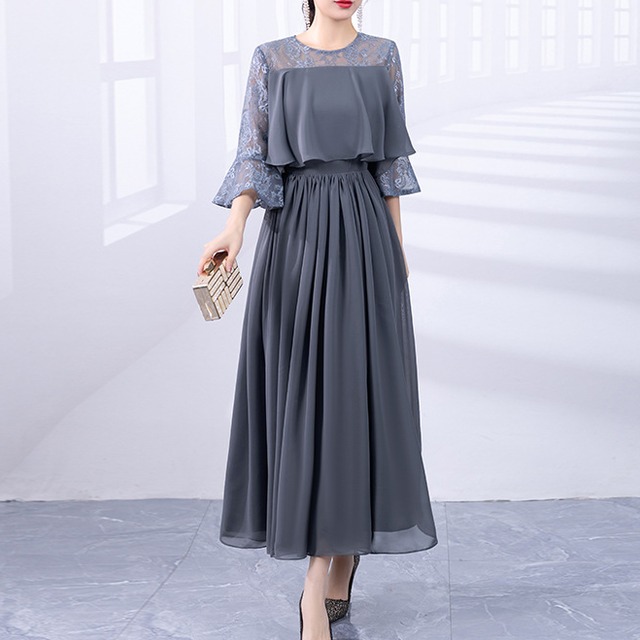 レースワンピース ロングドレス レディース ワンピース ドレス ロング 7分袖 クルーネック フェミニン レース 透け感 かわいい 大人可愛い きれいめ 上品 おしゃれ エレガント 存在感 抜け感 ラブリー キュート 都会的 クラシカル ロマンティック 無地 春 夏 秋 謝恩会 結婚式 ロングシーズン デート お出かけ パーティー イベント レストラン 女子会 ホテル カフェ 婚活 プレゼント プチプラ モテ 清楚 インスタ映え XS S M L XL 2XL 3XL 小さいサイズ 大きいサイズ カラバリ