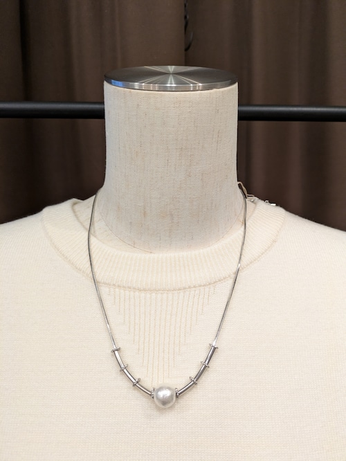 1085     マカロニ×コットンパール　ネックレス