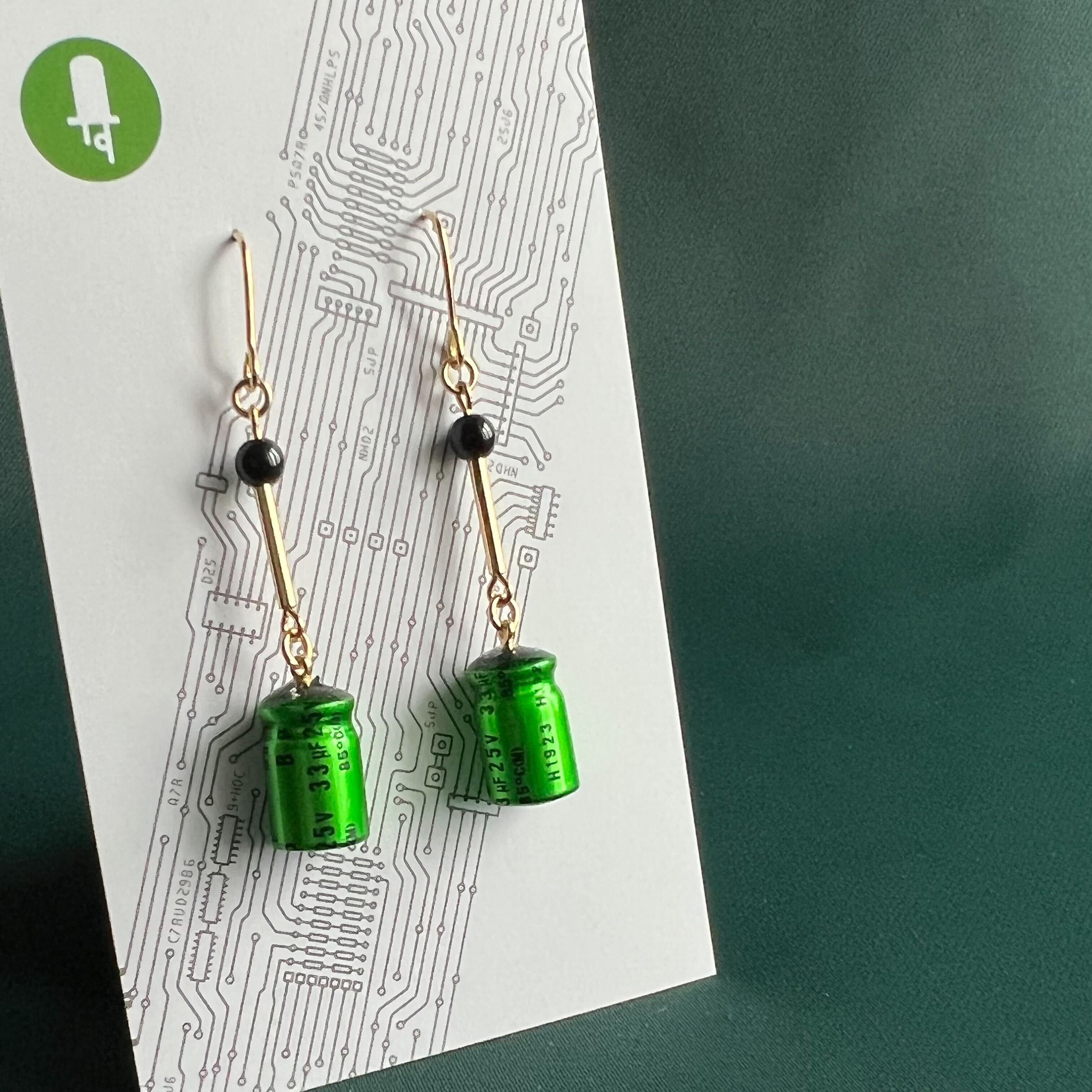 コンデンサゆらゆらピアス・イヤリング-green- | すいラボ