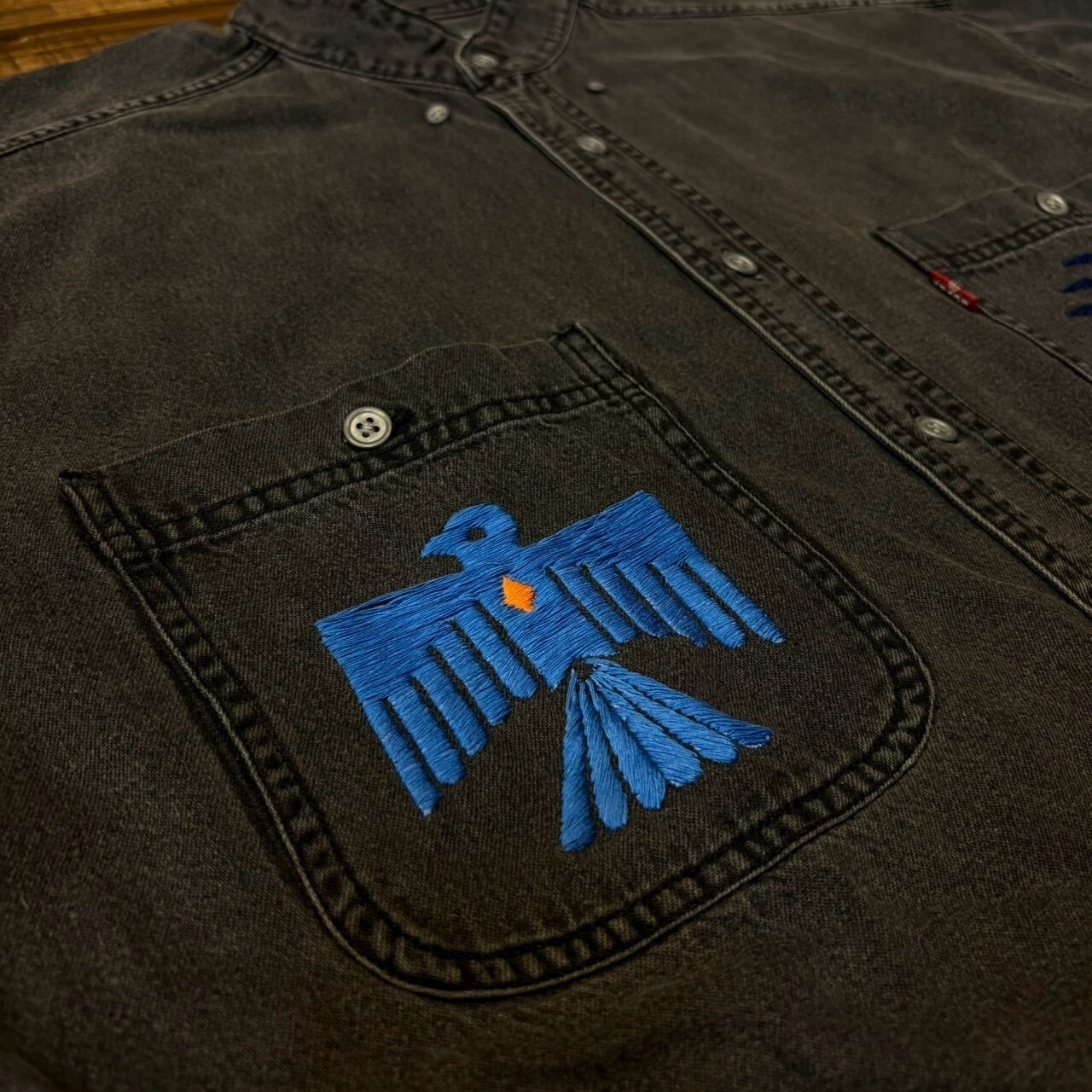 ナスングワム【Nasngwam】Indian motif Denim Shirt　Mサイズ - 4