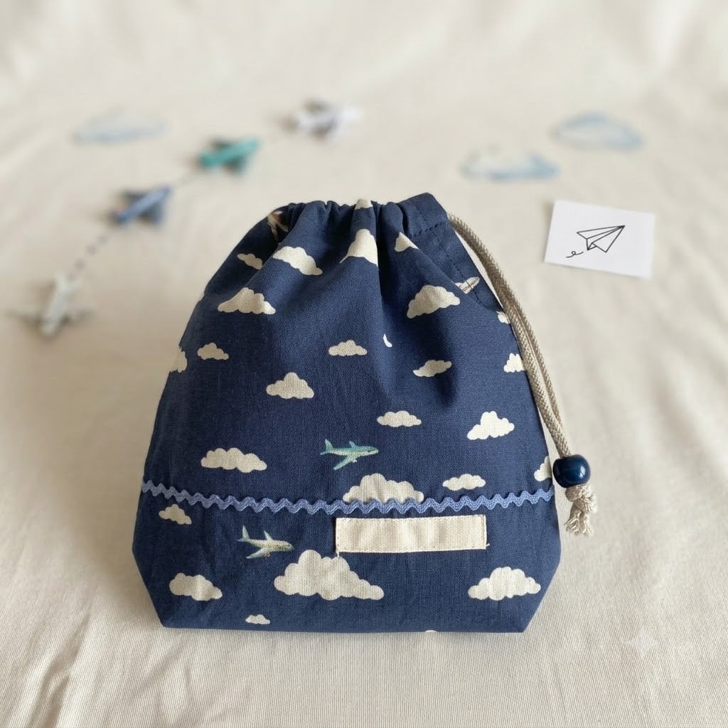 オーダーOK】入園入学セット67飛行機と雲☆手提げレッスンバッグ絵本袋