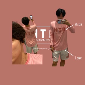 “NEW NTHLONGTEE” colour Salmonpink×Pinkred