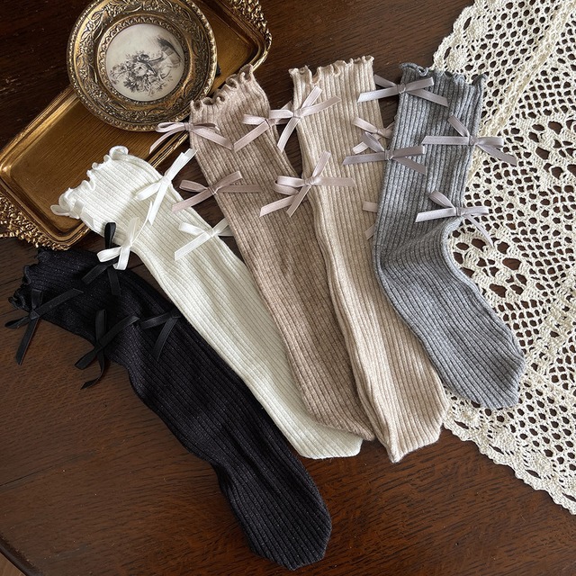 GOODSリボン付きフリルソックス