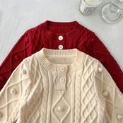 春新作　ベビー服　クルーネックニット　