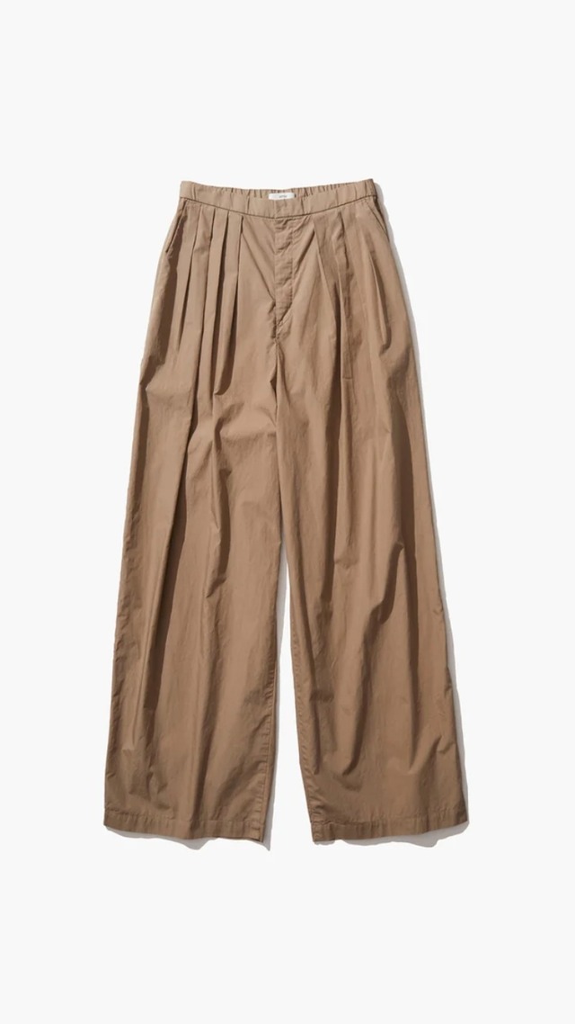 ATON -COTTON LAWN | WIDE PANTS- :BEIGE, :CHARCOAL GRAY