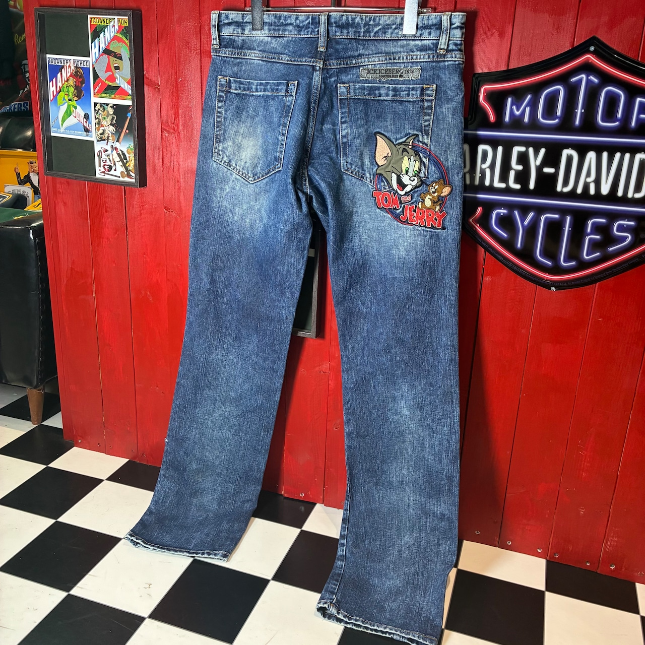 ICEBERG × Tom & Jerry デニムパンツ ダメージデニム W34 トムとジェリー