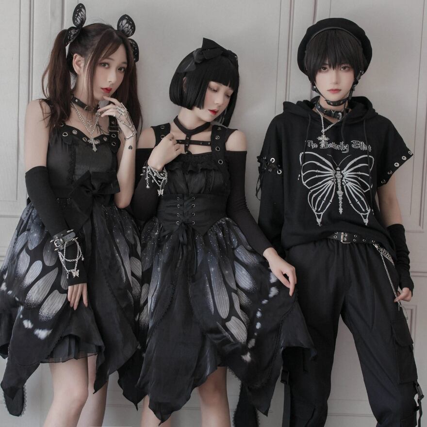 ゴスロリ通販 With U Tシャツ クロスリベット ストリート系 ユニ