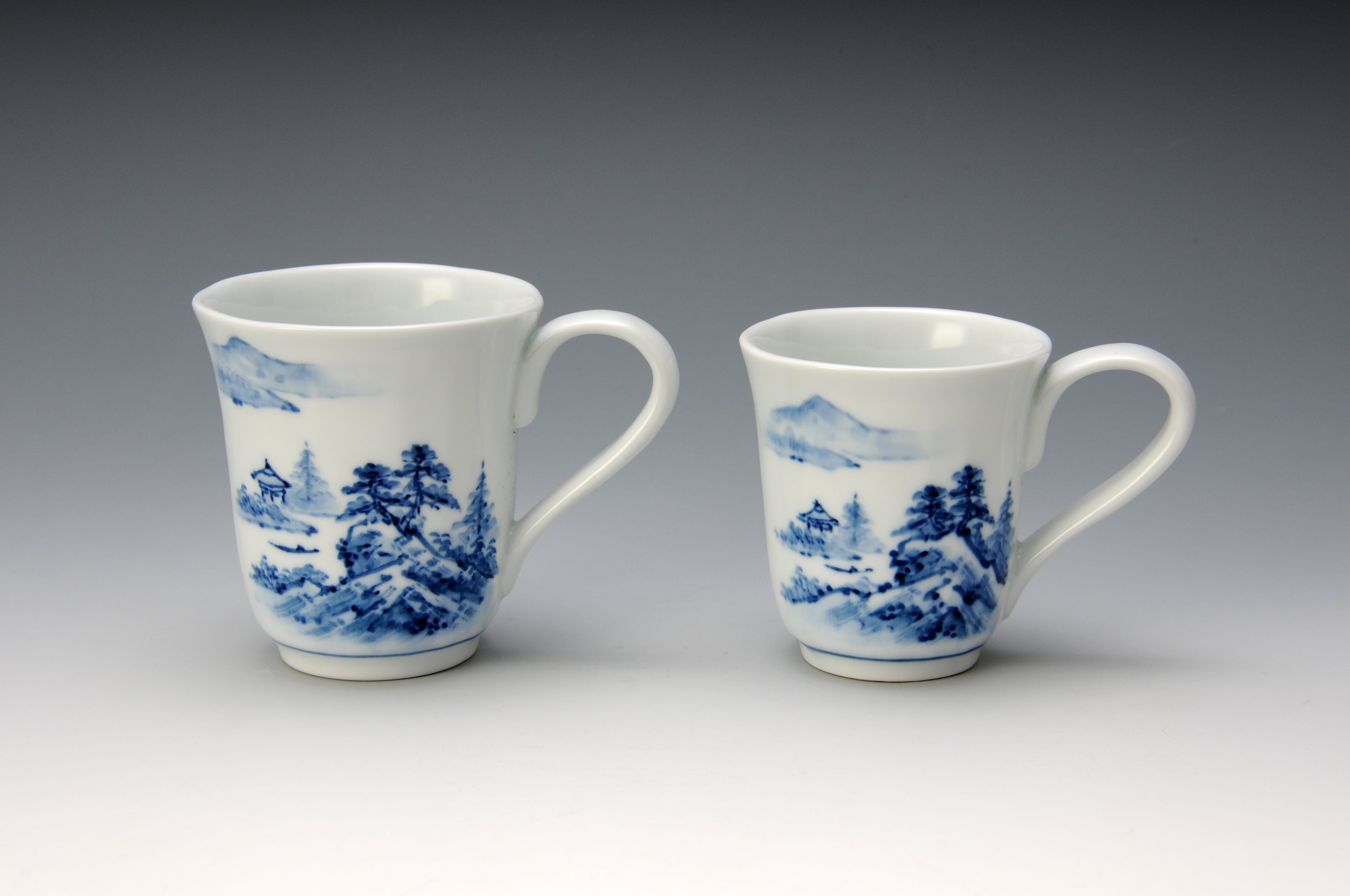 有田焼 手描き 染付 山水絵 マグカップ 大 | ギャラリー 紫香